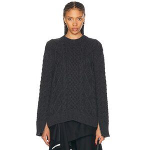 Monse Zipper Oversized Sweater in Charcoal Black Grey Merino